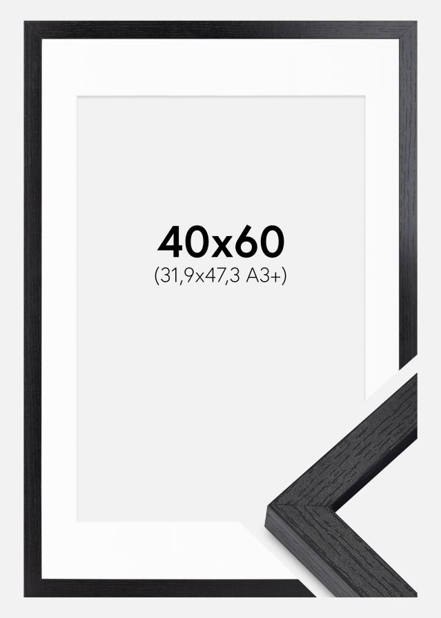 Ram med passepartou BGA Box Frame Black 40x60 cm - Mounts White 32.9x48.3 cm