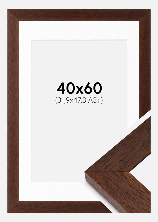 Ram med passepartou Frame Juno Teak 40x60 cm - Mounts White 32.9x48.3 cm