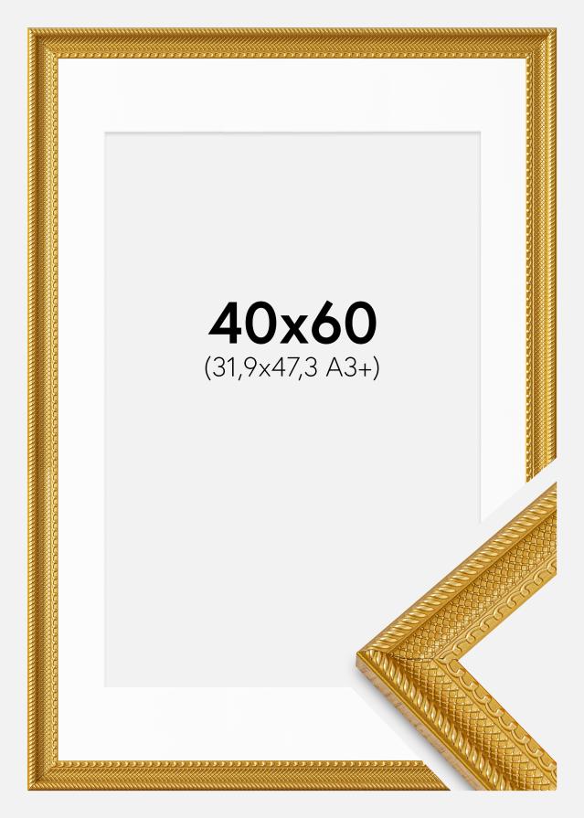 Ram med passepartou Frame Lattice Gold 40x60 cm - Mounts White 32.9x48.3 cm