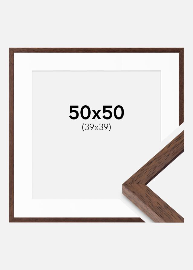 Ram med passepartou Frame Ares Teak 50x50 cm - Mounts White 40x40 cm