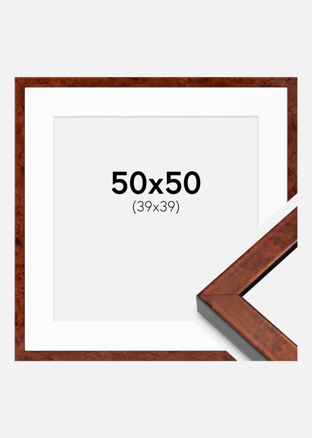 Ram med passepartou Frame Hermes Walnut 50x50 cm - Mounts White 40x40 cm