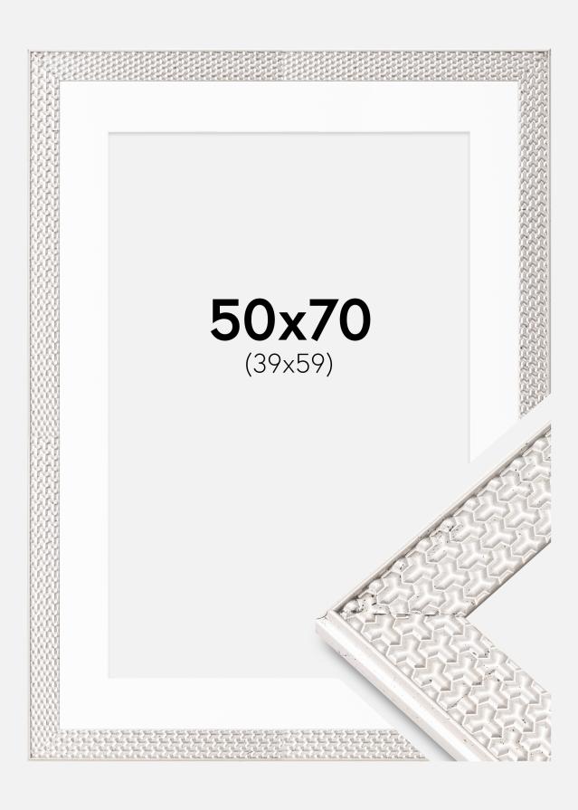 Ram med passepartou Frame Grace Silver 50x70 cm - Picture Mount White 40x60 cm