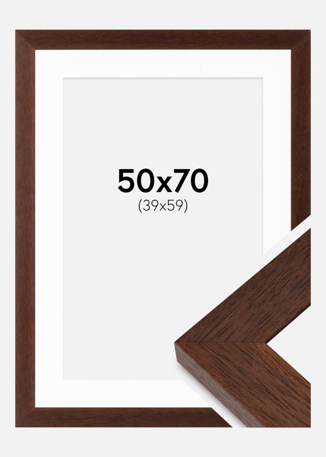 Ram med passepartou Frame Juno Teak 50x70 cm - Mounts White 40x60 cm