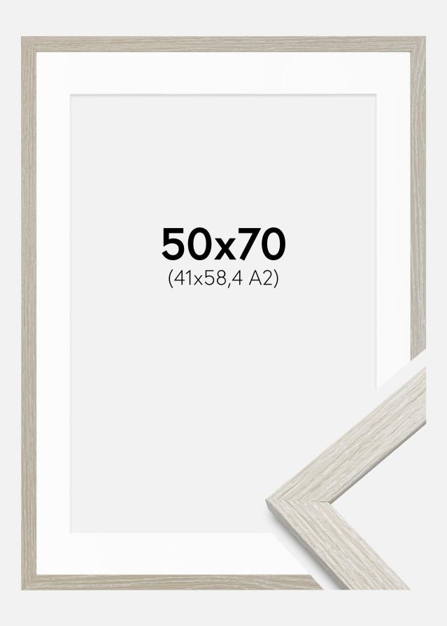 Ram med passepartou Frame Stilren Light Grey Oak 50x70 cm - Mounts White 42x59.4 cm