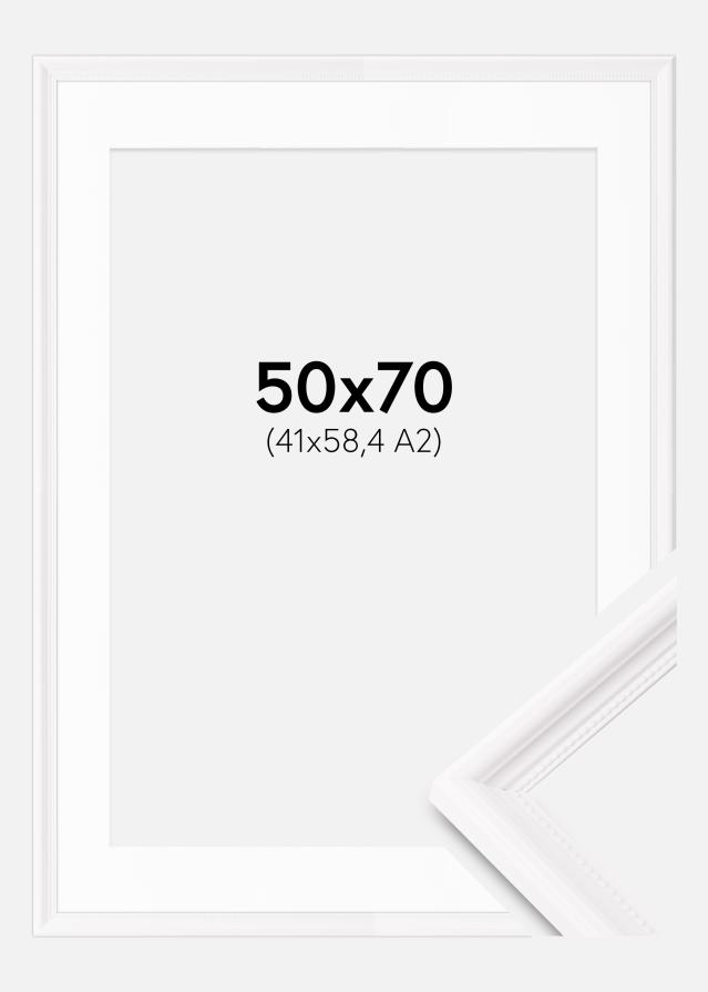 Ram med passepartou Frame Gala White 50x70 cm - Mounts White 42x59.4 cm