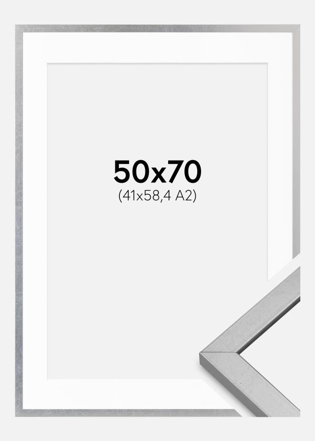 Ram med passepartou Frame Minerva Silver 50x70 cm - Mounts White 42x59.4 cm