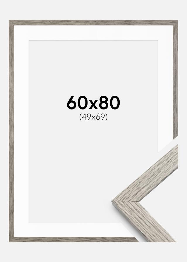 Ram med passepartou Frame Stilren Grey Oak 60x80 cm - Mounts White 50x70 cm
