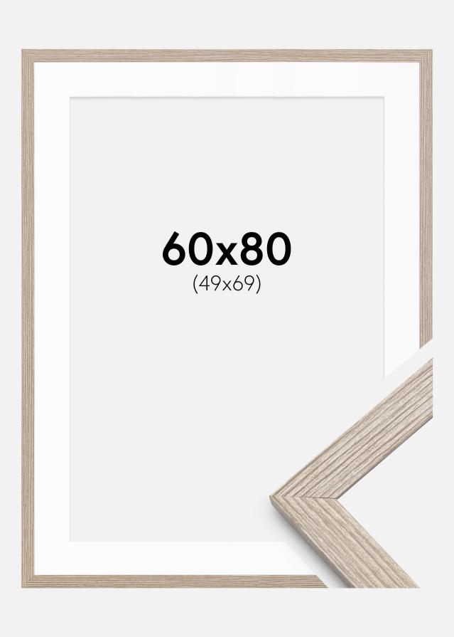 Ram med passepartou Frame Stilren Greige Oak 60x80 cm - Mounts White 50x70 cm