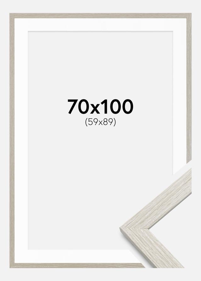 Ram med passepartou Frame Stilren Light Grey Oak 70x100 cm - Mounts White 60x90 cm