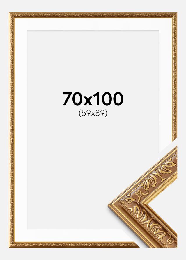 Ram med passepartou Frame Swirl Gold 70x100 cm - Mounts White 60x90 cm