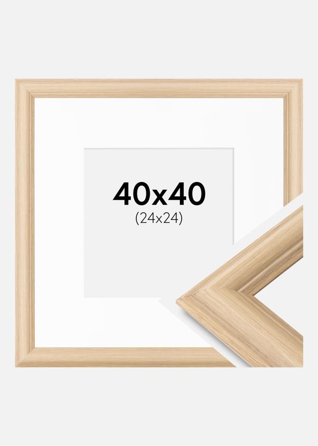 Ram med passepartou Frame Västkusten Oak 40x40 cm - Picture Mount White 25x25 cm