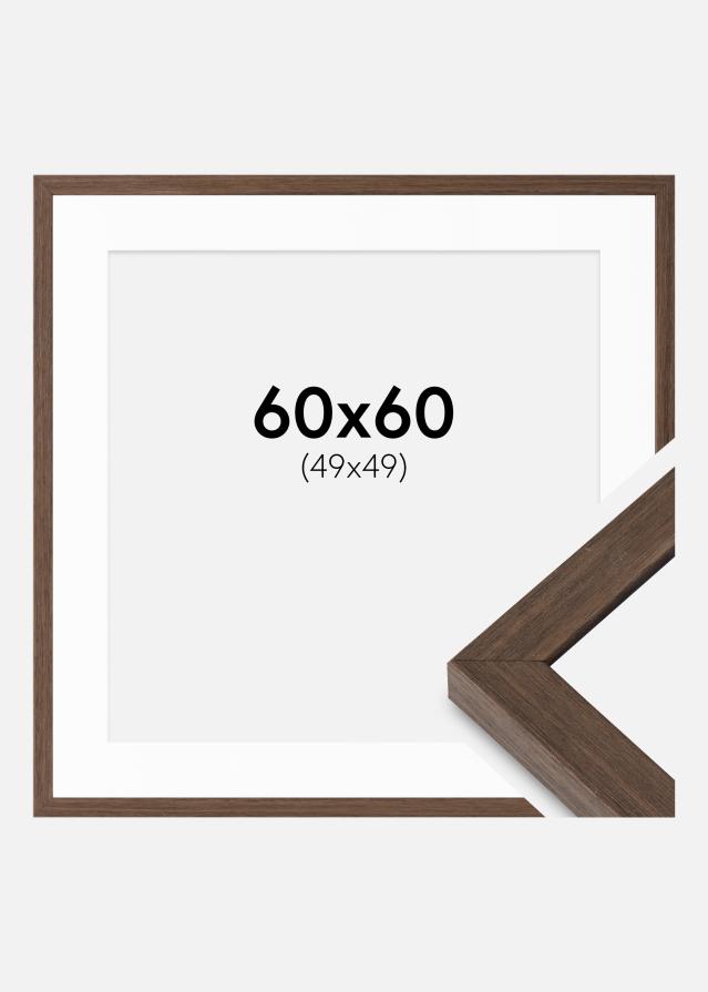 Ram med passepartou Frame Hermes Walnut 60x60 cm - Mounts White 50x50 cm