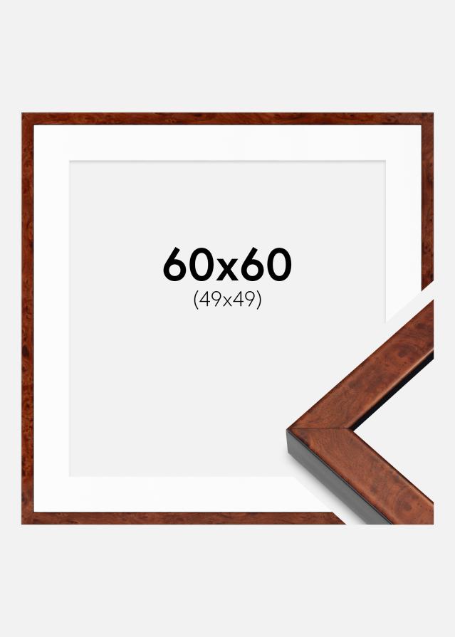 Ram med passepartou Frame Hermes Walnut 60x60 cm - Mounts White 50x50 cm