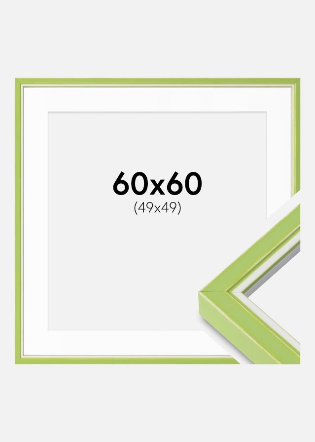 Ram med passepartou Frame Diana Light Green 60x60 cm - Mounts White 50x50 cm