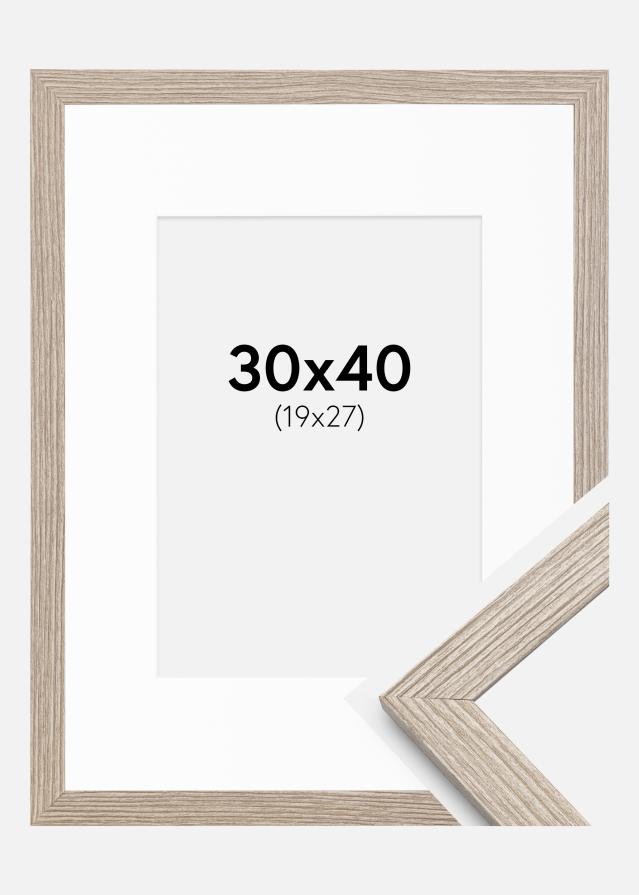 Ram med passepartou Frame Stilren Greige Oak 30x40 cm - Mounts White 20x28 cm