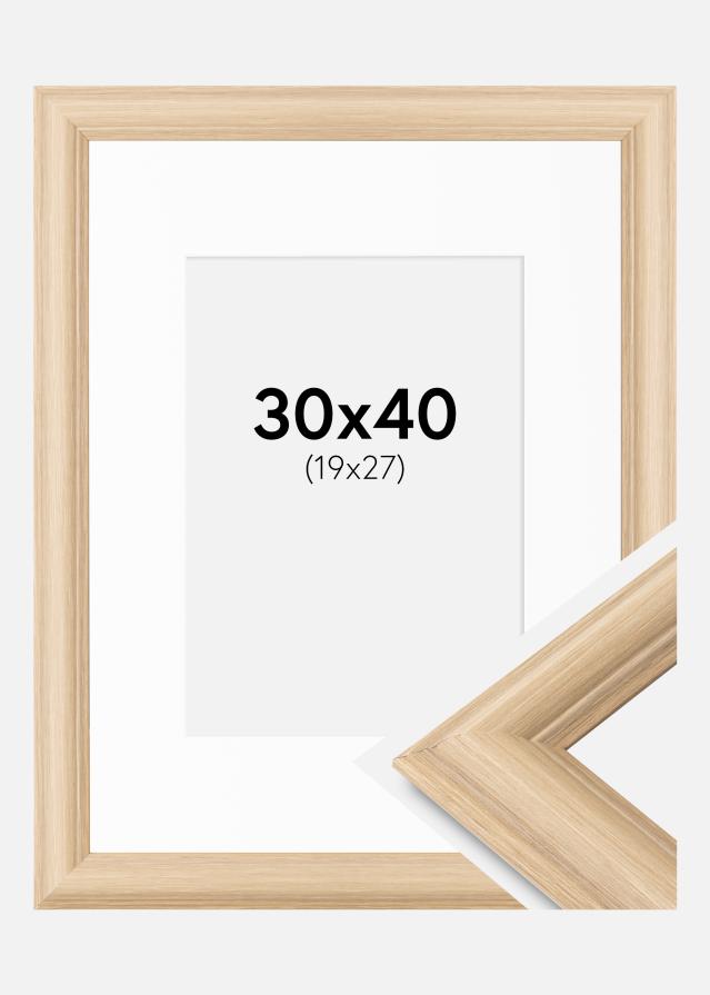 Ram med passepartou Frame Västkusten Oak 30x40 cm - Picture Mount White 20x28 cm