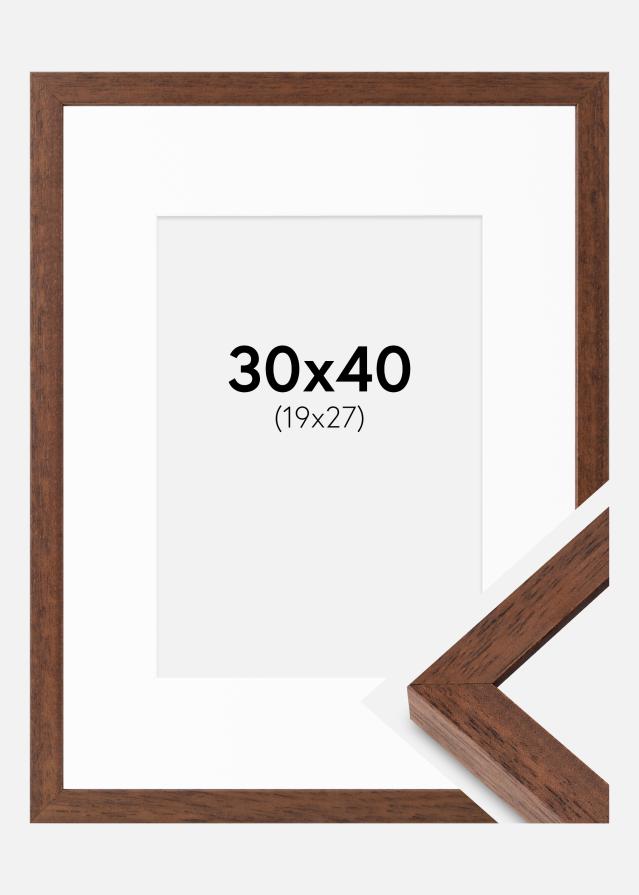 Ram med passepartou Frame Hermes Teak 30x40 cm - Mounts White 20x28 cm