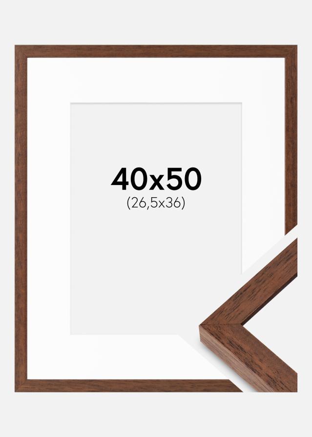 Ram med passepartou Frame Hermes Teak 40x50 cm - Mounts White 27.5x37 cm