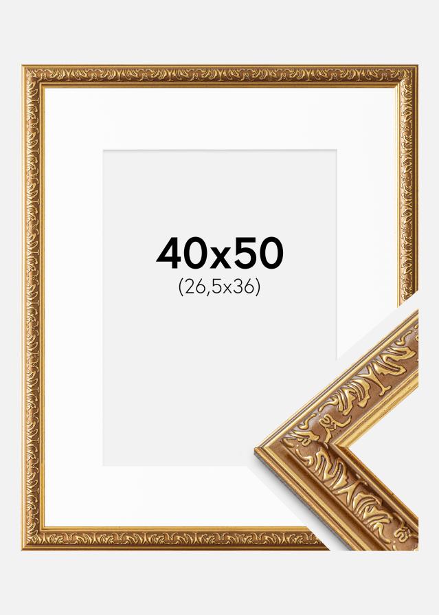 Ram med passepartou Frame Swirl Gold 40x50 cm - Mounts White 27.5x37 cm