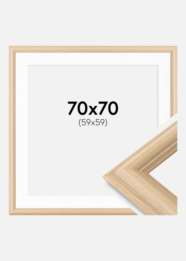 Ram med passepartou Frame Västkusten Oak 70x70 cm - Picture Mount White 60x60 cm