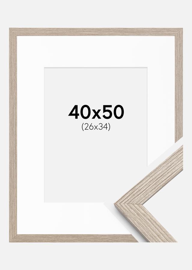 Ram med passepartou Frame Stilren Greige Oak 40x50 cm - Mounts White 27x35 cm