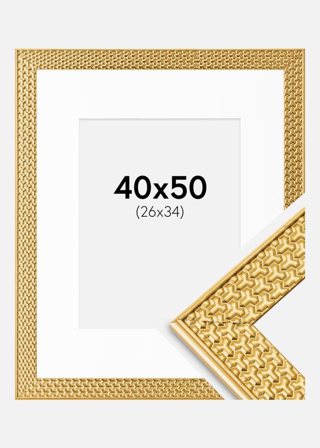 Ram med passepartou Frame Grace Gold 40x50 cm - Picture Mount White 27x35 cm
