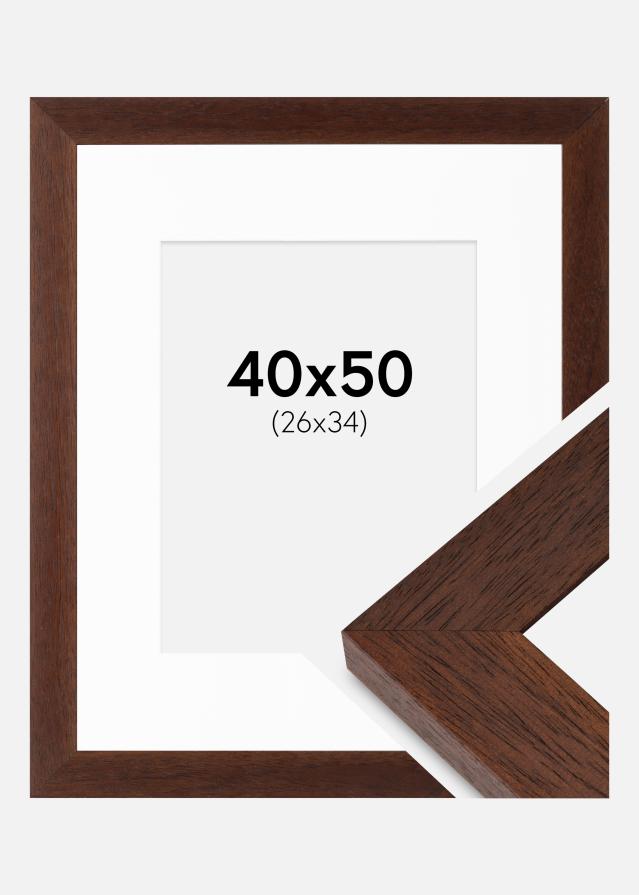 Ram med passepartou Frame Juno Teak 40x50 cm - Mounts White 27x35 cm