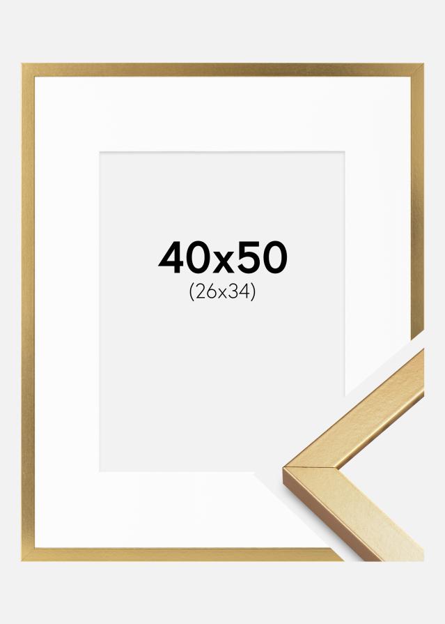 Ram med passepartou Frame Minerva Gold 40x50 cm - Mounts White 27x35 cm