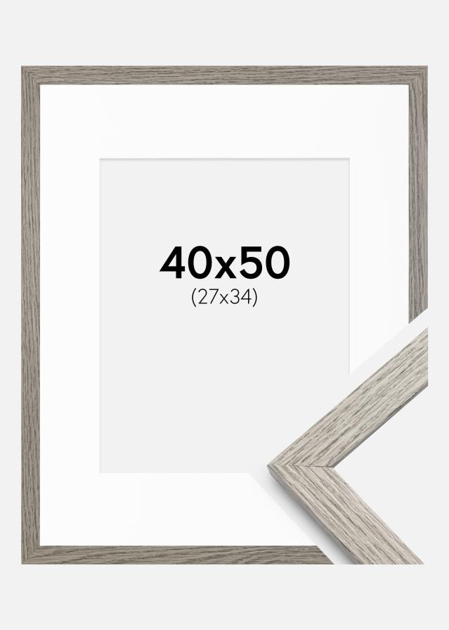 Ram med passepartou Frame Stilren Grey Oak 40x50 cm - Mounts White 28x35 cm