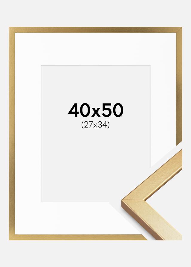 Ram med passepartou Frame Minerva Gold 40x50 cm - Mounts White 28x35 cm