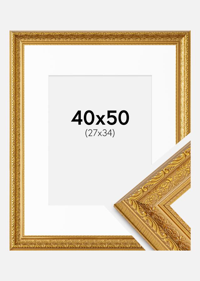 Ram med passepartou Frame Ornate Gold 40x50 cm - Mounts White 28x35 cm