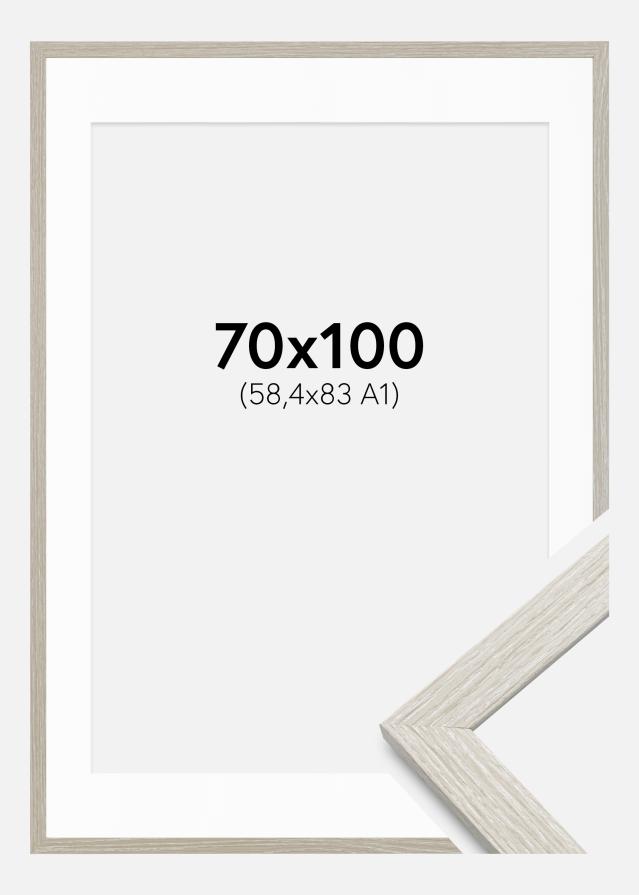 Ram med passepartou Frame Stilren Light Grey Oak 70x100 cm - Mounts White 59.4x84 cm