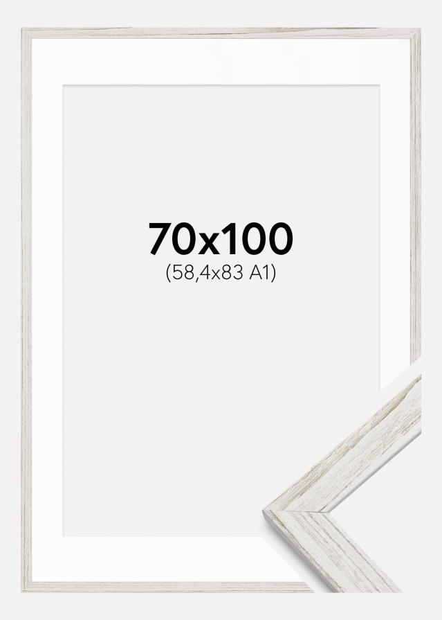 Ram med passepartou Frame Stilren Vintage White 70x100 cm - Mounts White 59.4x84 cm