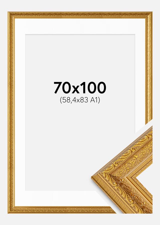 Ram med passepartou Frame Ornate Gold 70x100 cm - Mounts White 59.4x84 cm