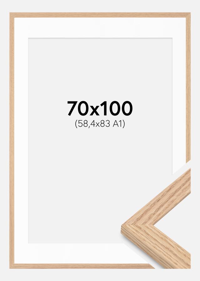 Ram med passepartou Frame Tidlös Solid Oak 70x100 cm - Passepartout White 59.4x84 cm