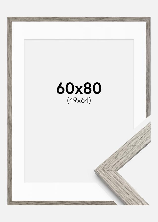 Ram med passepartou Frame Stilren Grey Oak 60x80 cm - Mounts White 50x65 cm