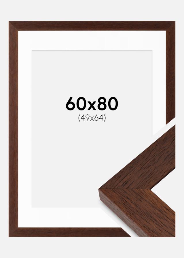 Ram med passepartou Frame Juno Teak 60x80 cm - Mounts White 50x65 cm
