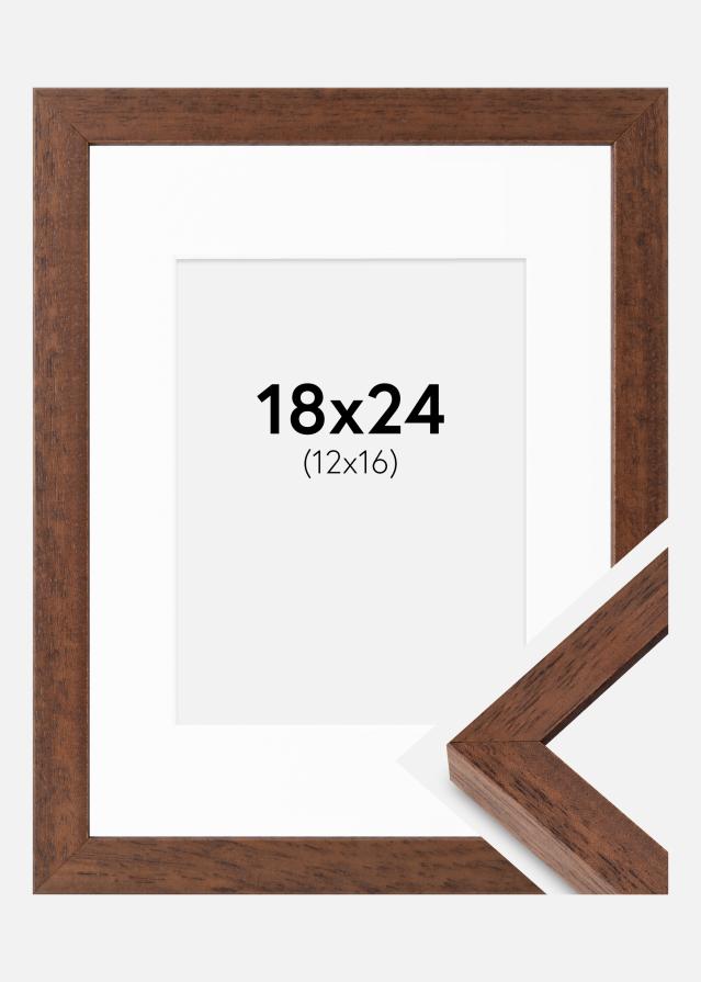 Ram med passepartou Frame Hermes Teak 18x24 cm - Mounts White 13x17 cm