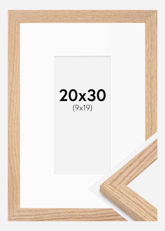 Ram med passepartou Frame Tidlös Solid Oak 20x30 cm - Passepartout White 10x20 cm