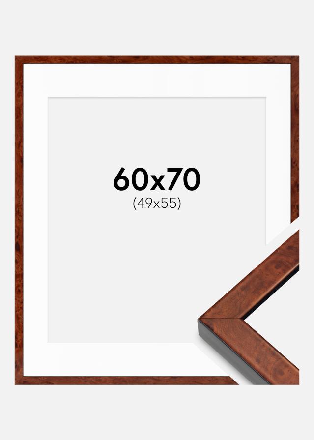 Ram med passepartou Frame Hermes Walnut 60x70 cm - Mounts White 50x56 cm