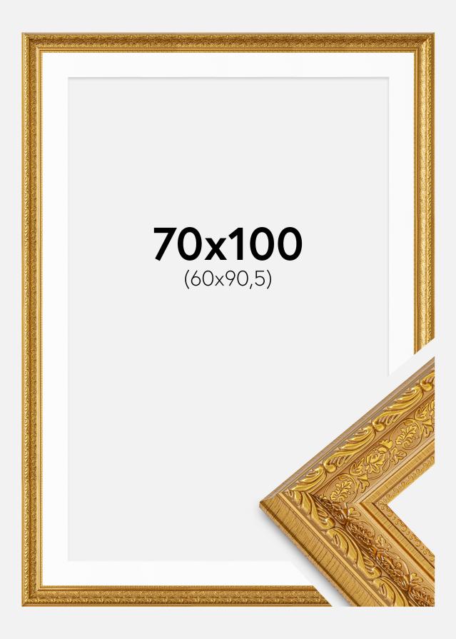 Ram med passepartou Frame Ornate Gold 70x100 cm - Mounts White 61x91.5 cm