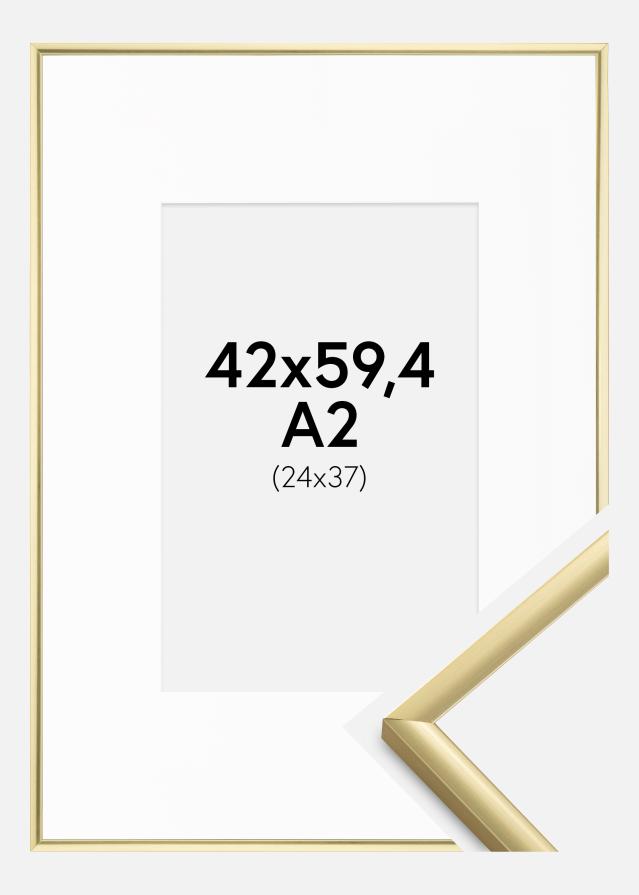 Ram med passepartou Frame New Lifestyle Gold 42x59.4 cm (A2) - Picture Mount White 25x38 cm