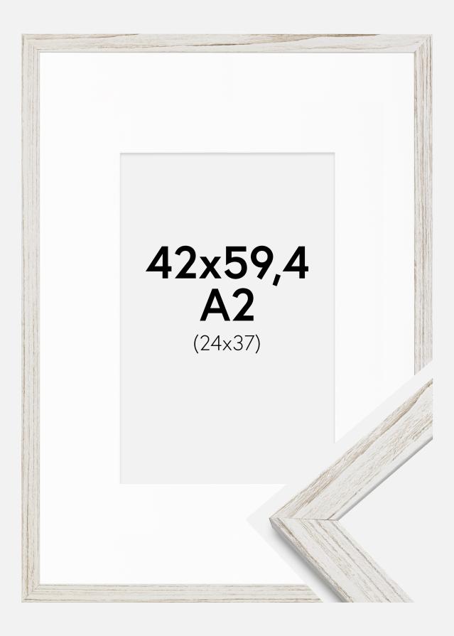 Ram med passepartou Frame Stilren Vintage White 42x59.4 cm - Mounts White 25x38 cm