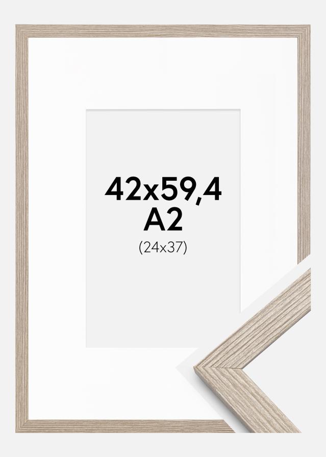 Ram med passepartou Frame Stilren Greige Natural Oak 42x59.4 cm - Mounts White 25x38 cm