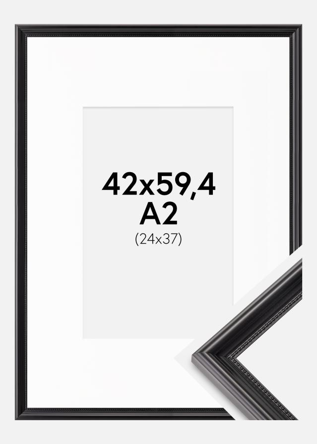 Ram med passepartou Frame Gala Black 42x59.4 cm (A2) - Picture Mount White 25x38 cm