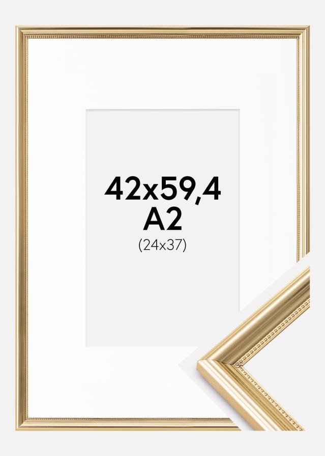 Ram med passepartou Frame Gala Gold 42x59.4 cm (A2) - Picture Mount White 25x38 cm