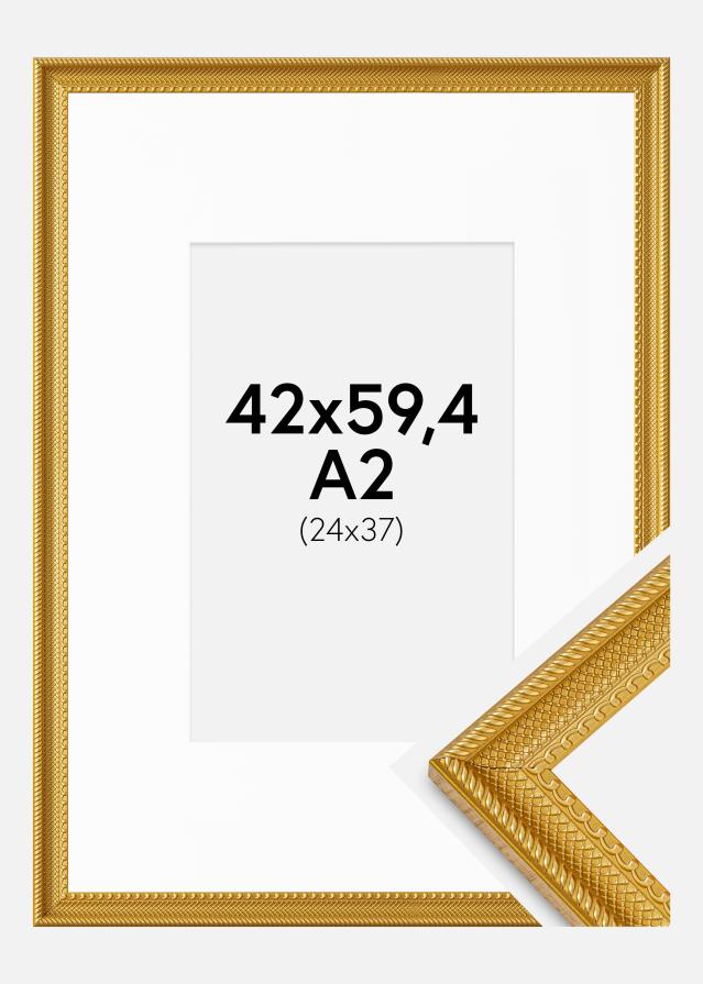 Ram med passepartou Frame Lattice Gold 42x59.4 cm - Mounts White 25x38 cm
