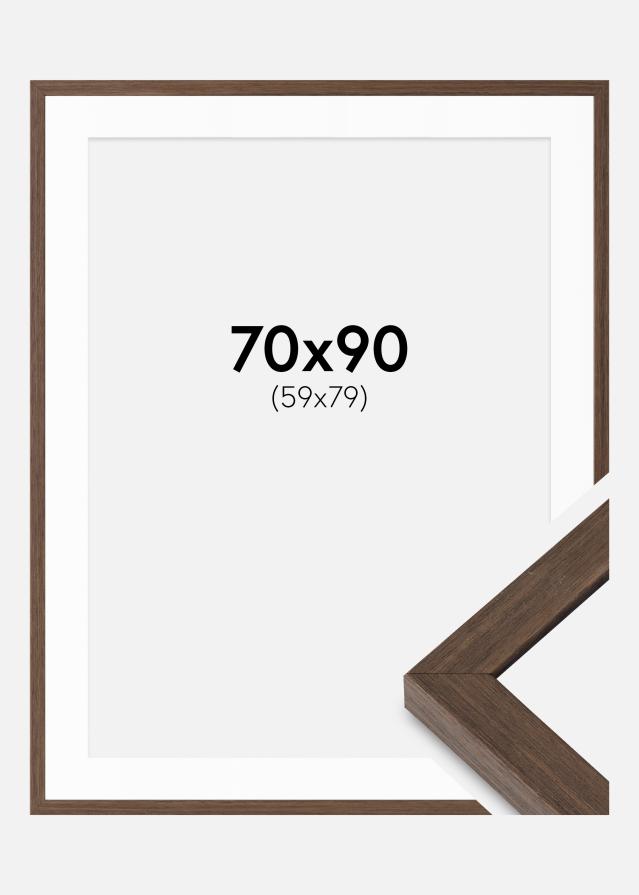 Ram med passepartou Frame Hermes Walnut 70x90 cm - Mounts White 60x80 cm