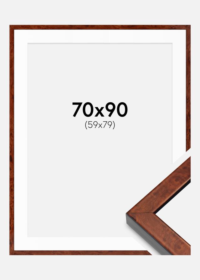 Ram med passepartou Frame Hermes Walnut 70x90 cm - Mounts White 60x80 cm