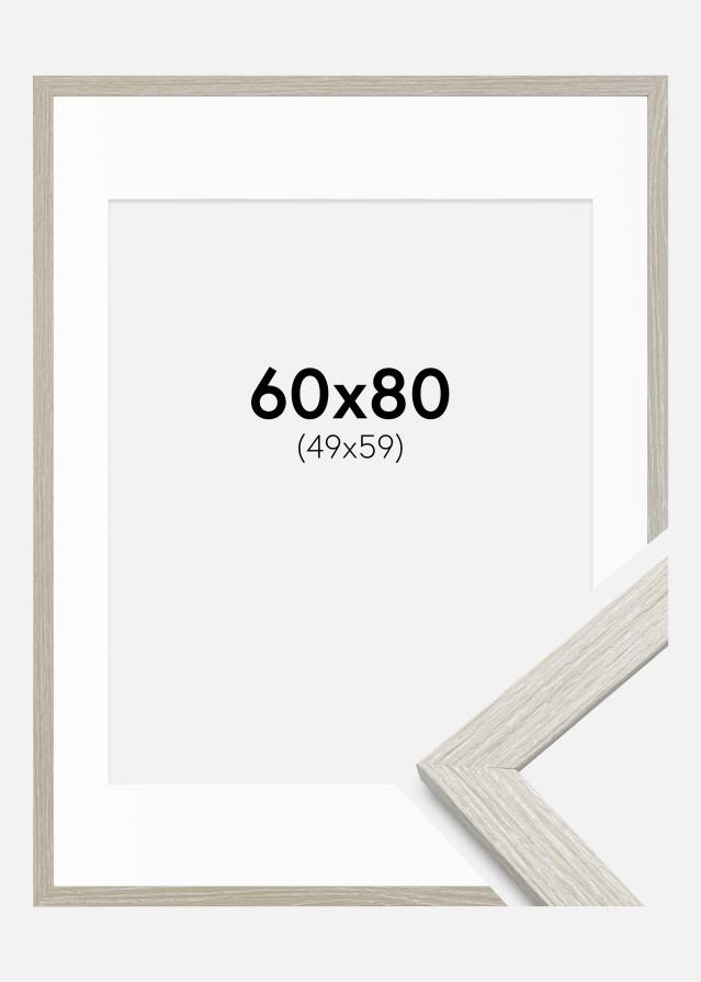 Ram med passepartou Frame Stilren Light Grey Oak 60x80 cm - Mounts White 50x60 cm